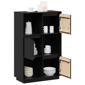 Schwarzes Highboard Kiefer Massivholz 74x117 cm