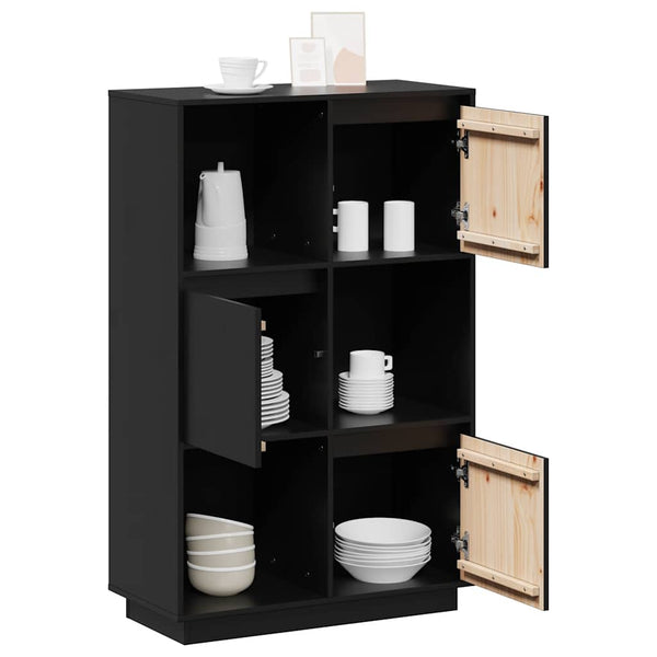 Schwarzes Highboard Kiefer Massivholz 74x117 cm