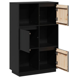 Schwarzes Highboard Kiefer Massivholz 74x117 cm