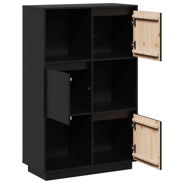 Schwarzes Highboard Kiefer Massivholz 74x117 cm