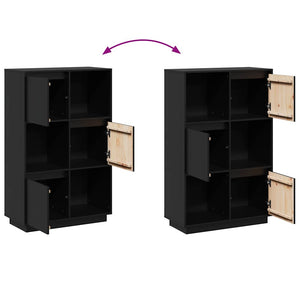 Schwarzes Highboard Kiefer Massivholz 74x117 cm