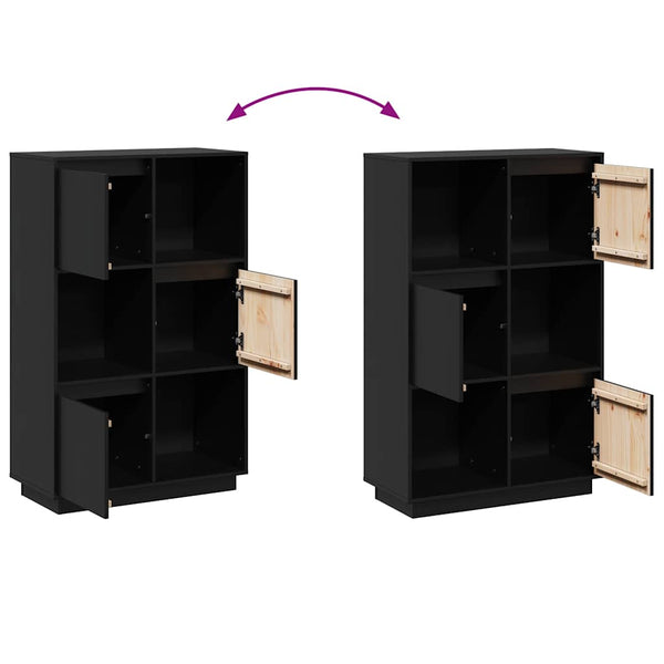 Schwarzes Highboard Kiefer Massivholz 74x117 cm