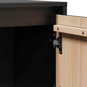 Schwarzes Highboard Kiefer Massivholz 74x117 cm