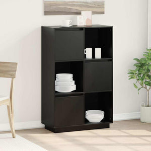 Schwarzes Highboard Kiefer Massivholz 74x117 cm