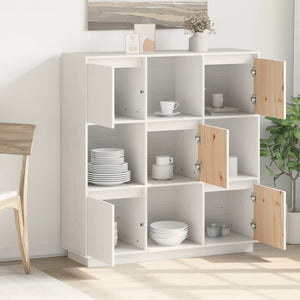 Highboard Weiß Kiefer Massivholz 110,5 cm