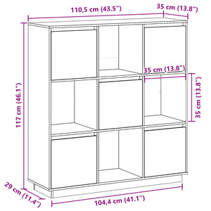 Highboard Weiß Kiefer Massivholz 110,5 cm