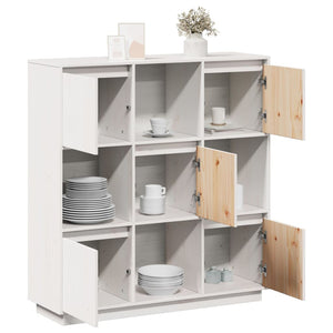 Highboard Weiß Kiefer Massivholz 110,5 cm