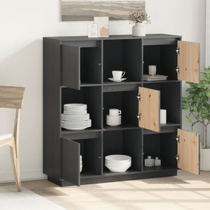 Graues Highboard 110,5 cm Kiefer Massivholz