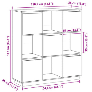 Graues Highboard 110,5 cm Kiefer Massivholz