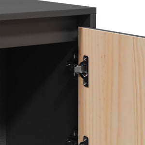 Graues Highboard 110,5 cm Kiefer Massivholz