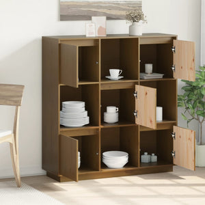 Highboard Honigbraun Kiefer Massivholz 110,5 cm