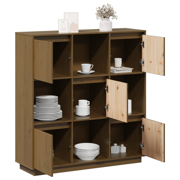 Highboard Honigbraun Kiefer Massivholz 110,5 cm