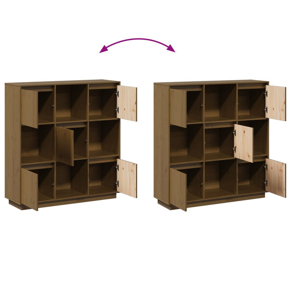 Highboard Honigbraun Kiefer Massivholz 110,5 cm