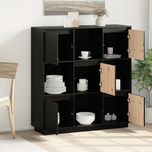 Schwarzes Highboard Kiefer Massivholz 110,5 cm
