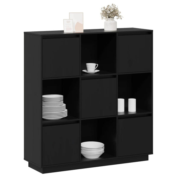Schwarzes Highboard Kiefer Massivholz 110,5 cm
