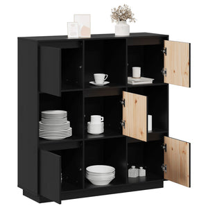 Schwarzes Highboard Kiefer Massivholz 110,5 cm