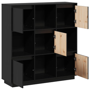 Schwarzes Highboard Kiefer Massivholz 110,5 cm