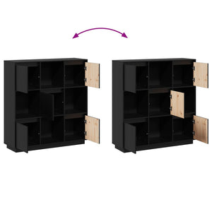 Schwarzes Highboard Kiefer Massivholz 110,5 cm