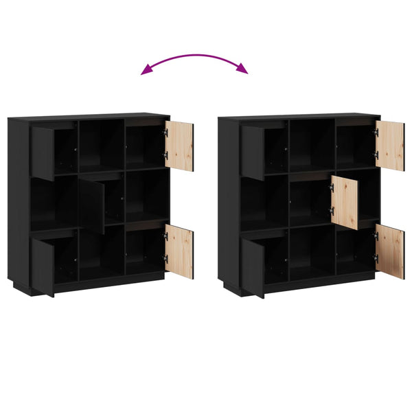Schwarzes Highboard Kiefer Massivholz 110,5 cm