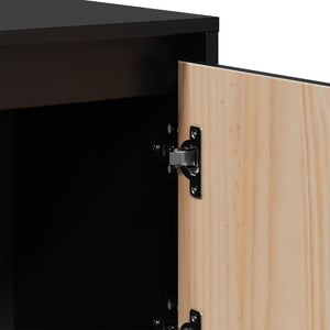 Schwarzes Highboard Kiefer Massivholz 110,5 cm