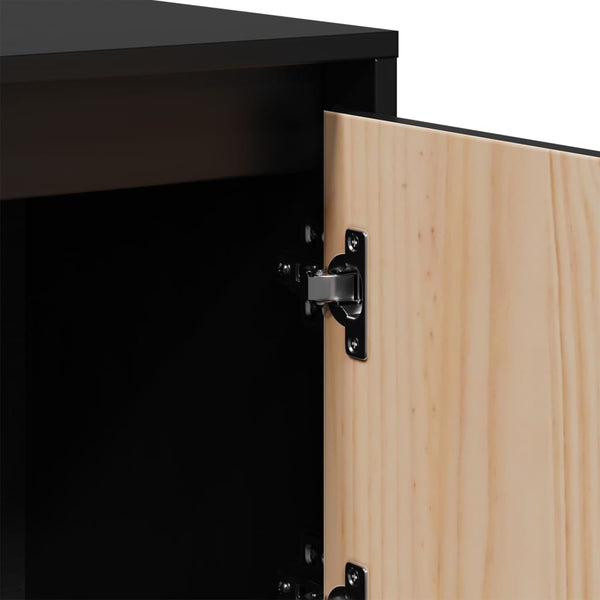 Schwarzes Highboard Kiefer Massivholz 110,5 cm