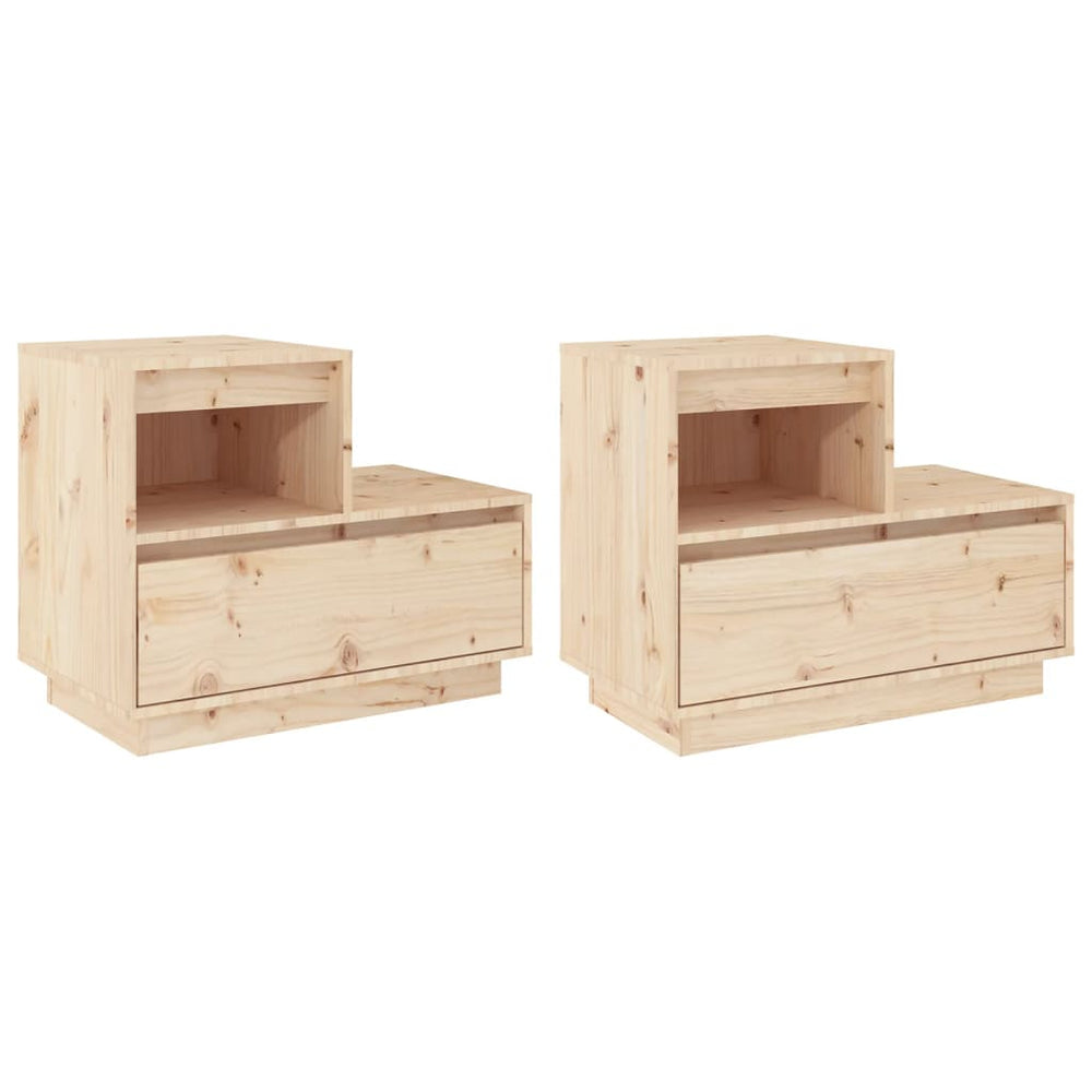 Nachttische Kiefer Massivholz, 2er-Set
