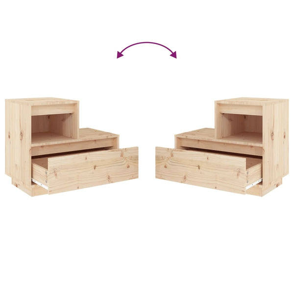 Nachttische Kiefer Massivholz, 2er-Set