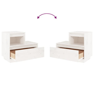 Nachttische 2er Set, Kiefer Massivholz, Weiß