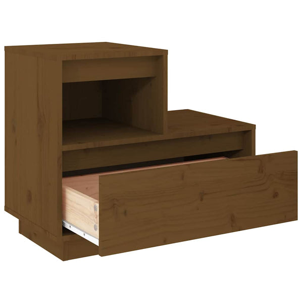 2er Set Nachttische Kiefer Massivholz Honigbraun