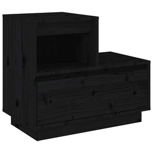 Nachttische 2er Set, Kiefer Massiv, Schwarz
