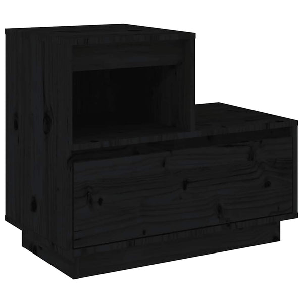 Nachttische 2er Set, Kiefer Massiv, Schwarz