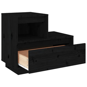 Nachttische 2er Set, Kiefer Massiv, Schwarz