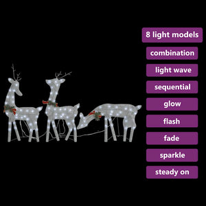LED Rentier Weihnachtsdeko Silber 270cm