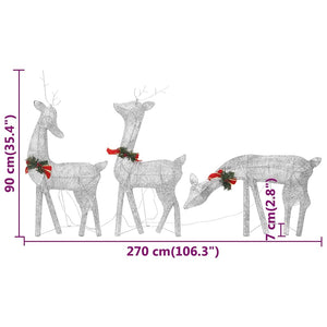 LED Rentier Weihnachtsdeko Silber 270cm