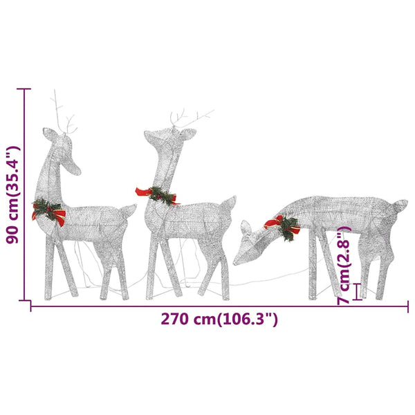 LED Rentier Weihnachtsdeko Silber 270cm