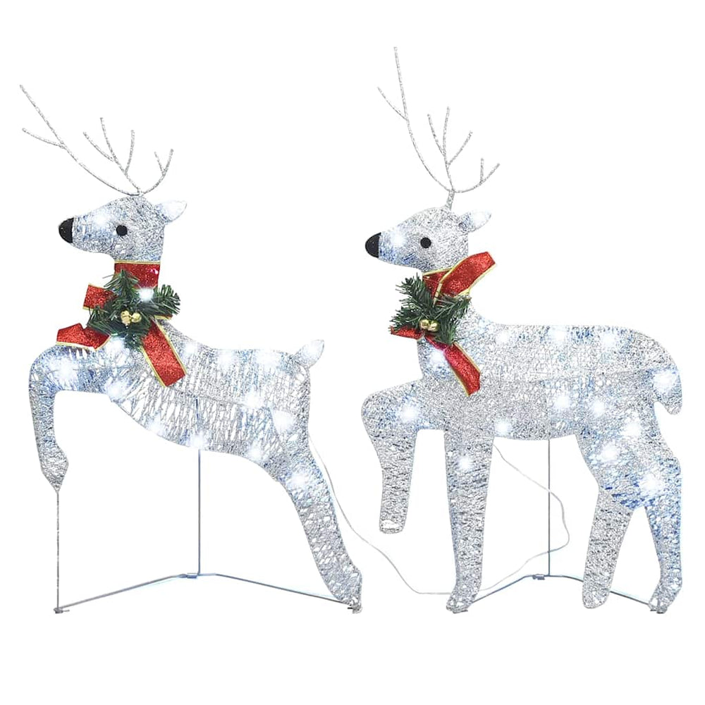 LED Rentiere Silber 2er Set Weihnachtsdeko