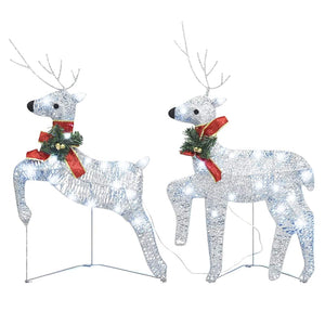 LED Rentiere Silber 2er Set Weihnachtsdeko