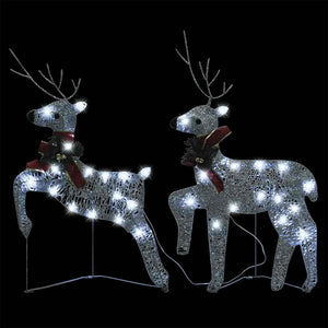 LED Rentiere Silber 2er Set Weihnachtsdeko
