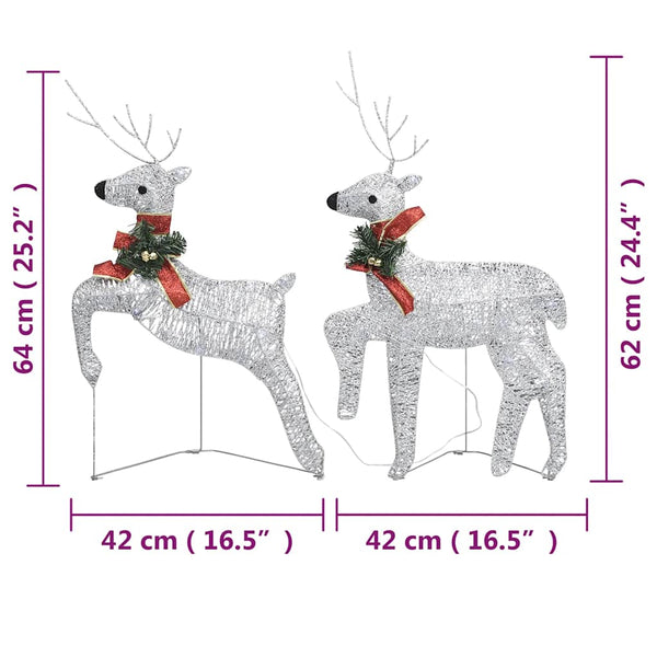 LED Rentiere Silber 2er Set Weihnachtsdeko