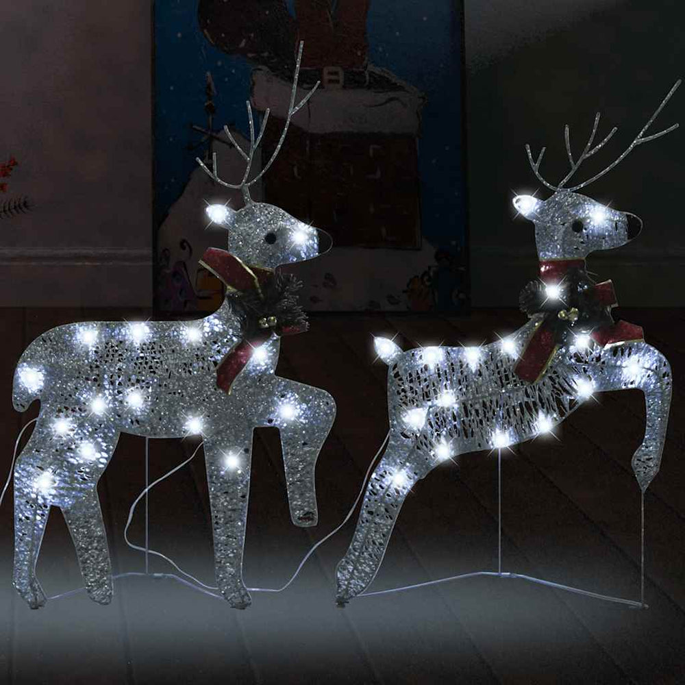 LED Rentiere Silber 2er Set Weihnachtsdeko