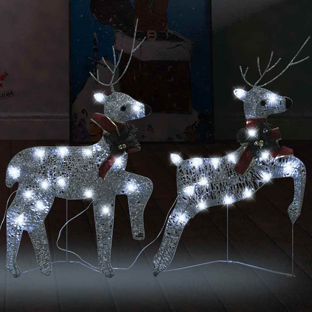 LED Rentiere Silber 2er Set Weihnachtsdeko