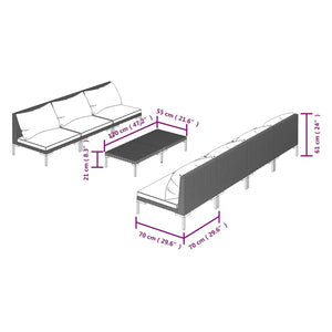8-tlg. Garten-Lounge-Set mit Kissen Poly Rattan Dunkelgrau