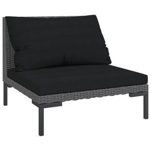 6-tlg. Garten-Lounge-Set mit Kissen Poly Rattan Dunkelgrau
