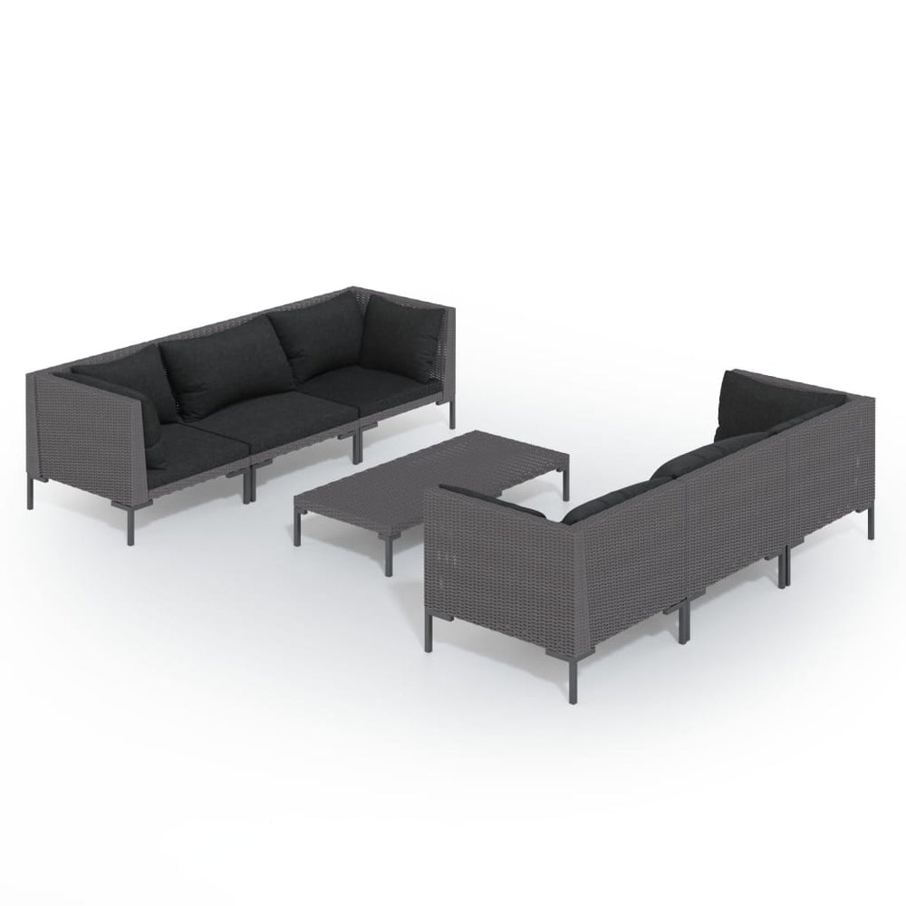 vidaXL Salon de jardin 7 pcs avec coussins résine tressée Gris foncé