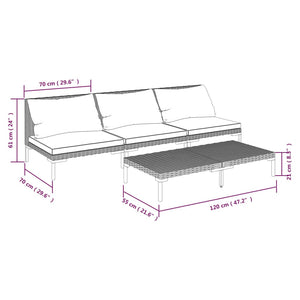 4-tlg. Garten-Lounge-Set mit Kissen Poly Rattan Dunkelgrau
