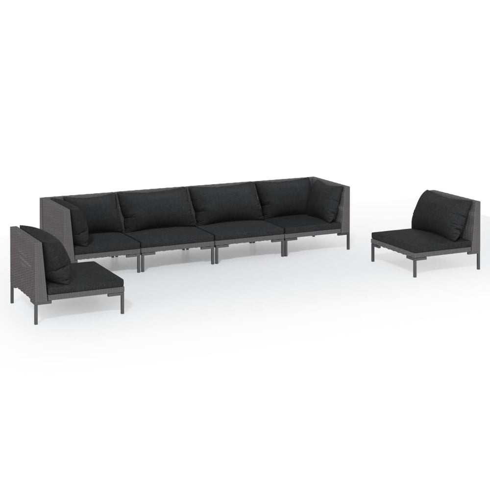 vidaXL Salon de jardin 6 pcs avec coussins résine tressée Gris foncé