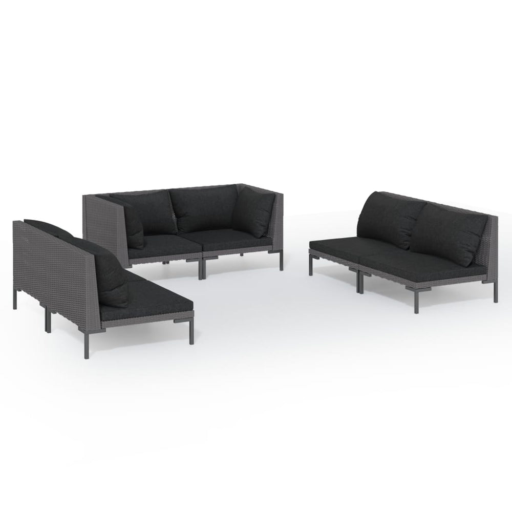 vidaXL Salon de jardin 6 pcs avec coussins résine tressée Gris foncé