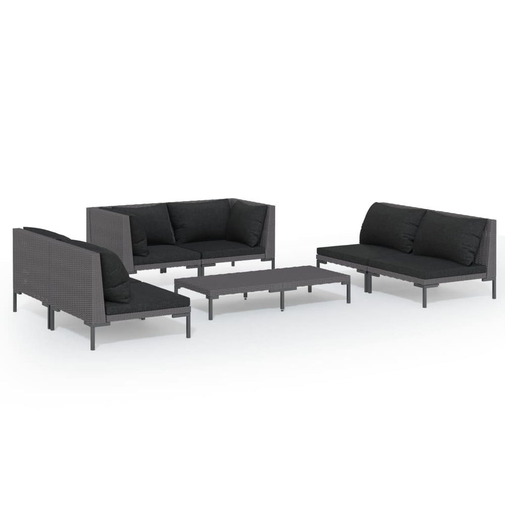 vidaXL Salon de jardin 7 pcs avec coussins résine tressée Gris foncé