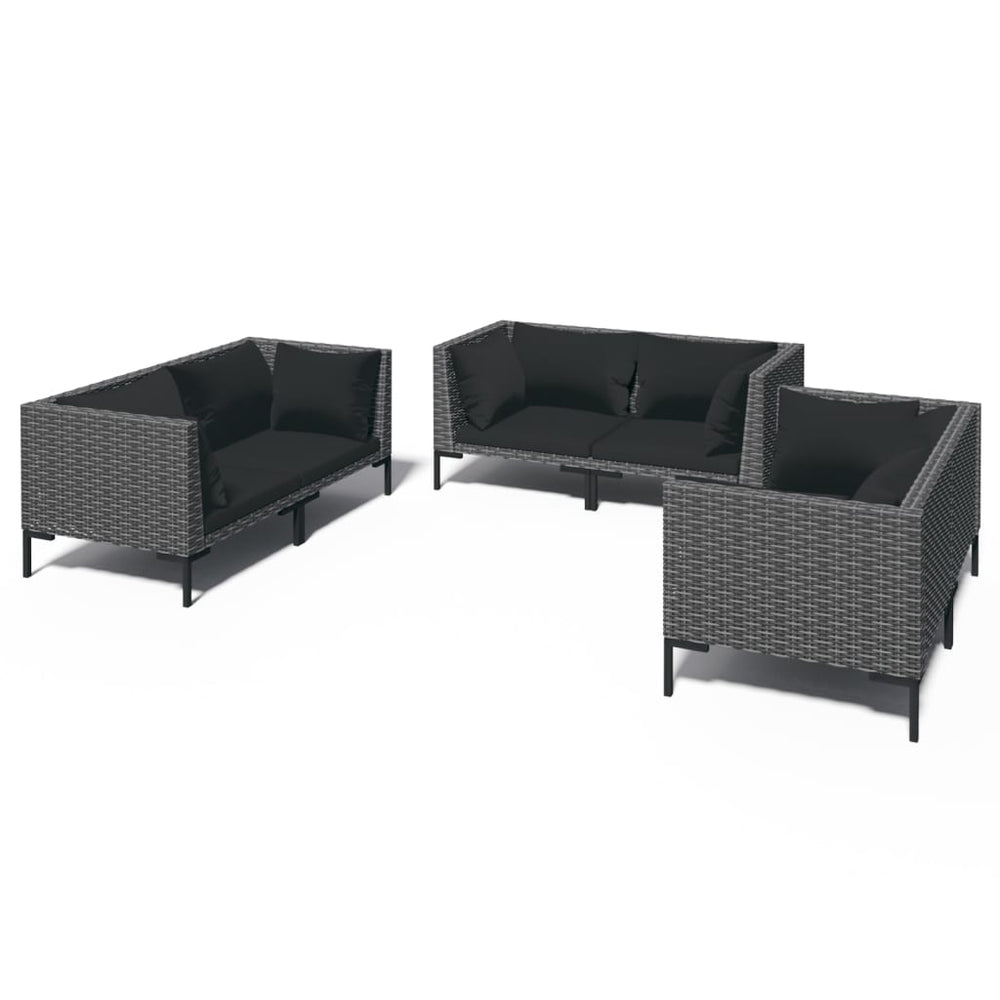 vidaXL Salon de jardin 6 pcs avec coussins résine tressée Gris foncé