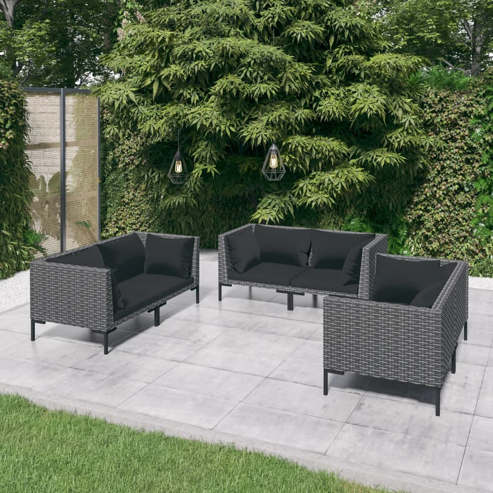 vidaXL Salon de jardin 6 pcs avec coussins résine tressée Gris foncé
